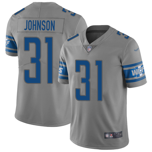 Detroit Lions Limited Gray Youth Ty Johnson Jersey NFL Football #31 Inverted Legend->youth nfl jersey->Youth Jersey